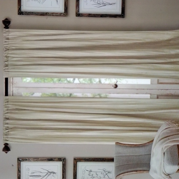 Athen Rod Pocket Pair of Curtain Panel with Scarf Valance Set of 3 Ivory… - Picture 3 of 6